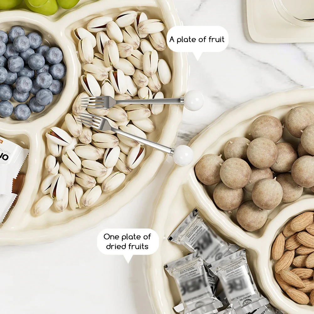 Multi-Compartment Snack & Fruit Serving Tray | Nut Candy Plate