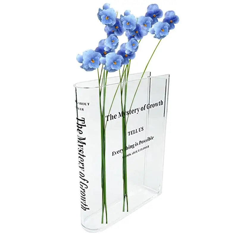 Clear Book Vase Aesthetic Acrylic Unique Flower Cute Bookshelf Decor