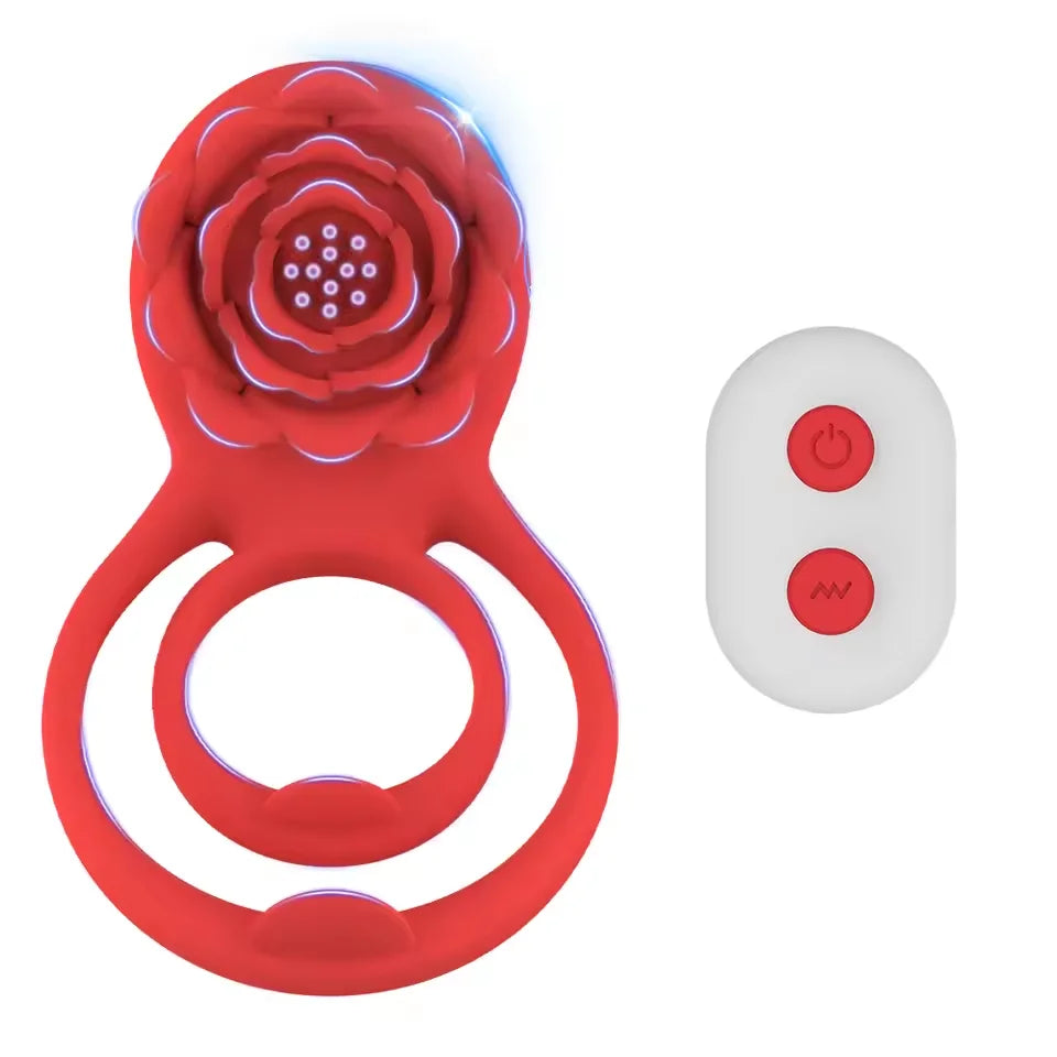 Rose Penis Ring Vibrator Female G-spot Clitoral Stimulation Male