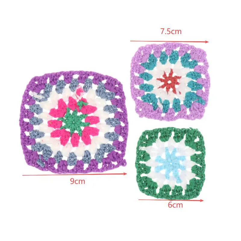 Random Mix Colors Handmade Crochet Doilies Suit Square Flower Diy