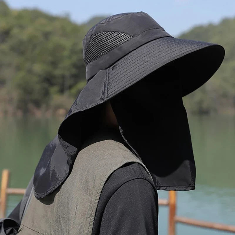 UV Sun Hat with Neck Flap – Outdoor Fishing Bucket Cap