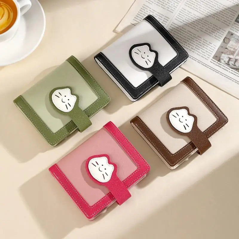 Women's Mini PU Leather Wallet – Card Slots & Zipper Coin Purse