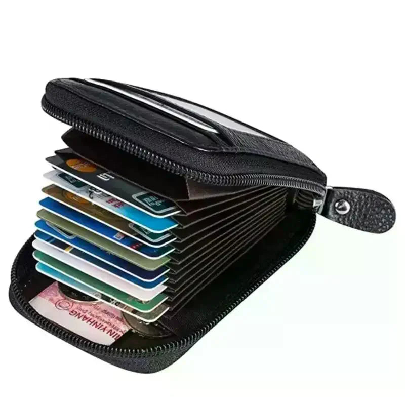 JETTING PU Leather Zipper Card Holder Wallet with ID Window