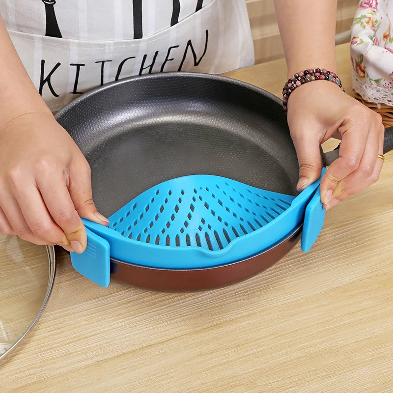 Kitchen Strainer Clip Silicone Colander Fits All Pots Bowls Pasta Pot