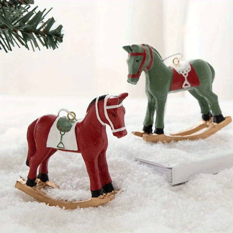 3D Rocking Horse Christmas Ornament – Retro Tree Decoration
