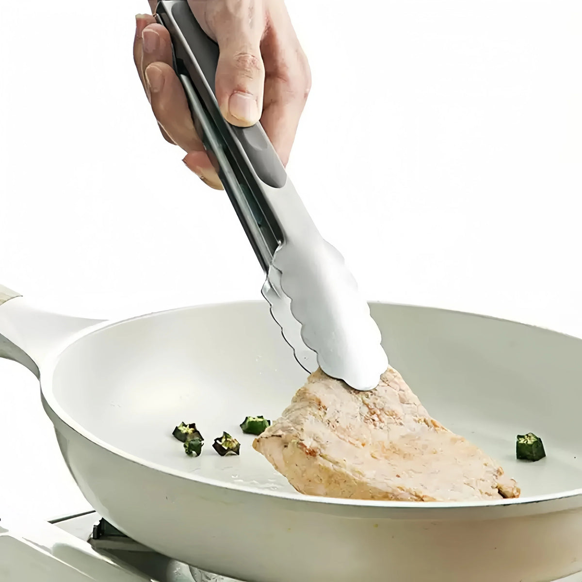 BBQ Tongs Set 9 & 12 Inch – Stainless Steel Silicone Food Clips
