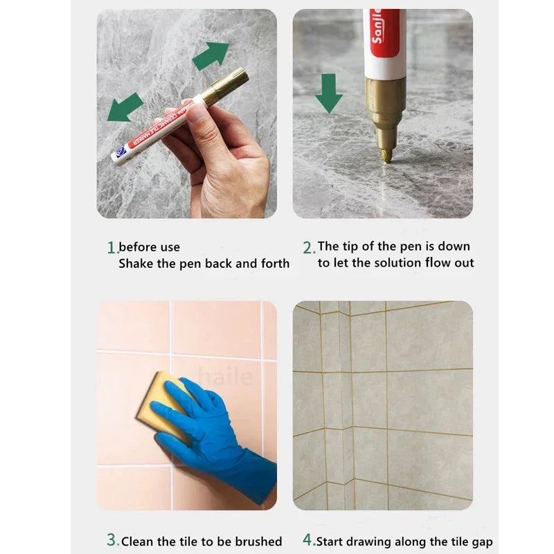 White Waterproof Grout Pen – Tile Seam Repair Marker