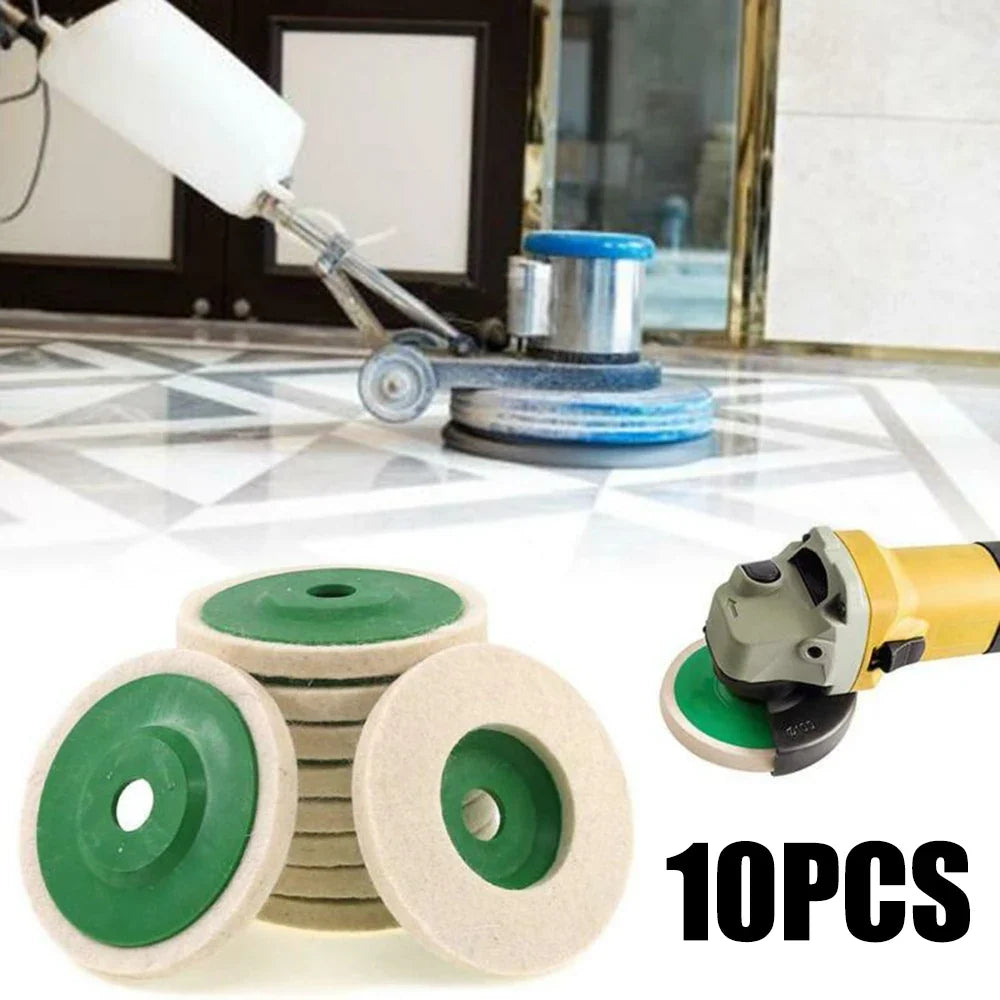4" Wool Polishing Buffing Pads for Angle Grinder – 3 or 10 Pack