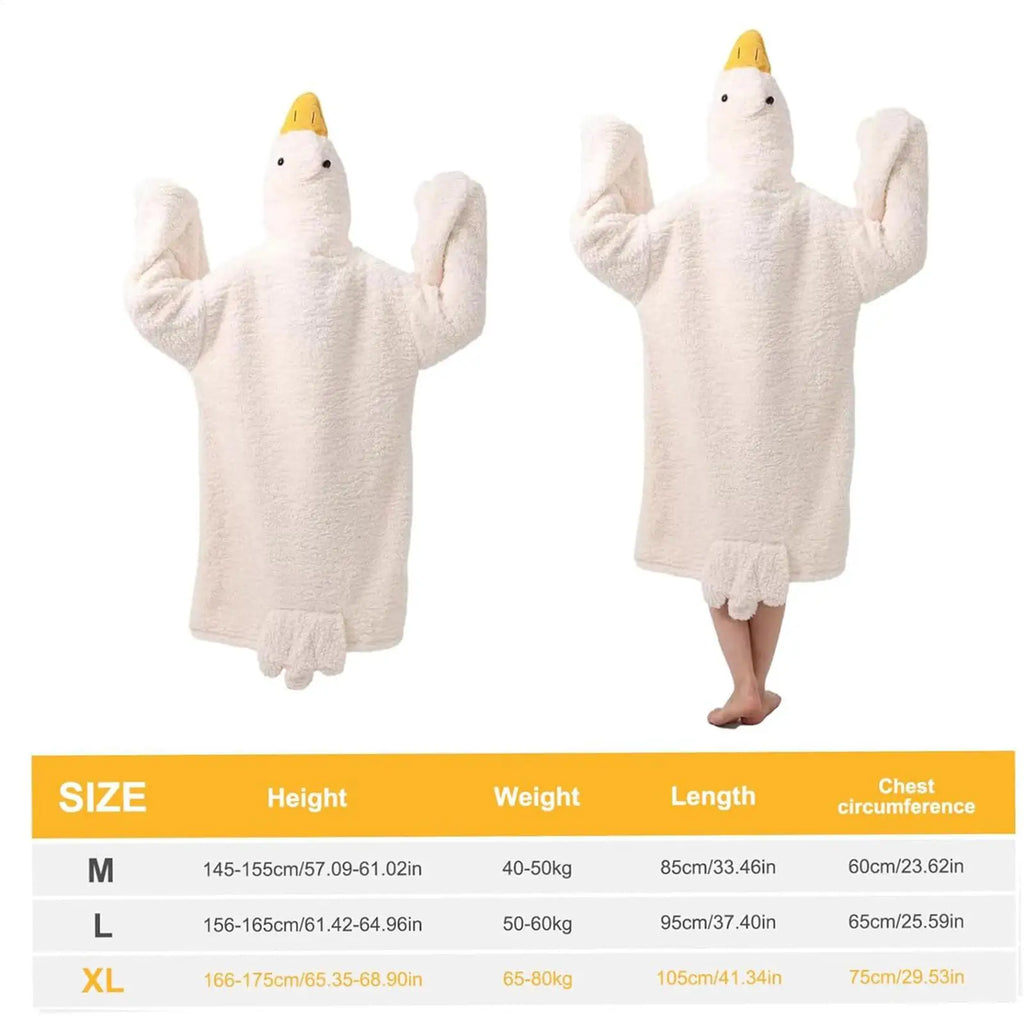 Cartoon Goose Wearable Blanket Hooded Onesie Robe – Adults & Kids