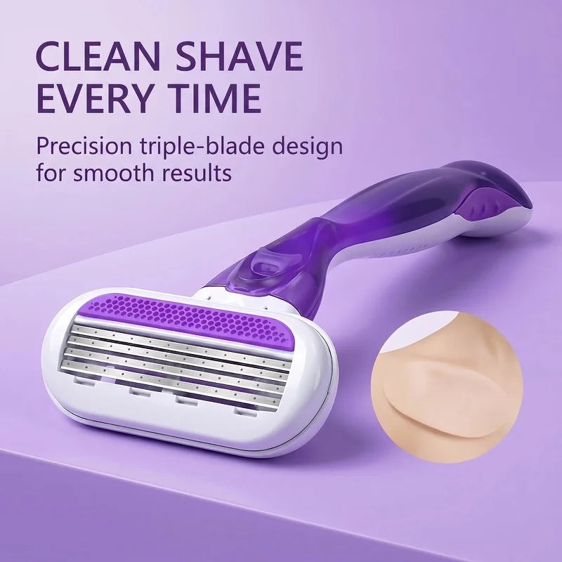 Women's Reusable Razor – 1 Handle & 3 Triple-Blade Cartridges