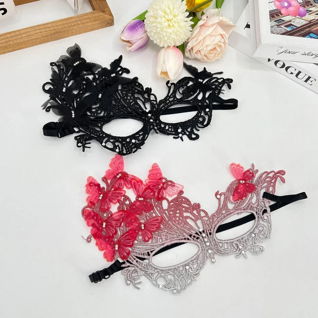 Gradient Butterfly Masquerade Mask Sexy Lace Half Face Luxury