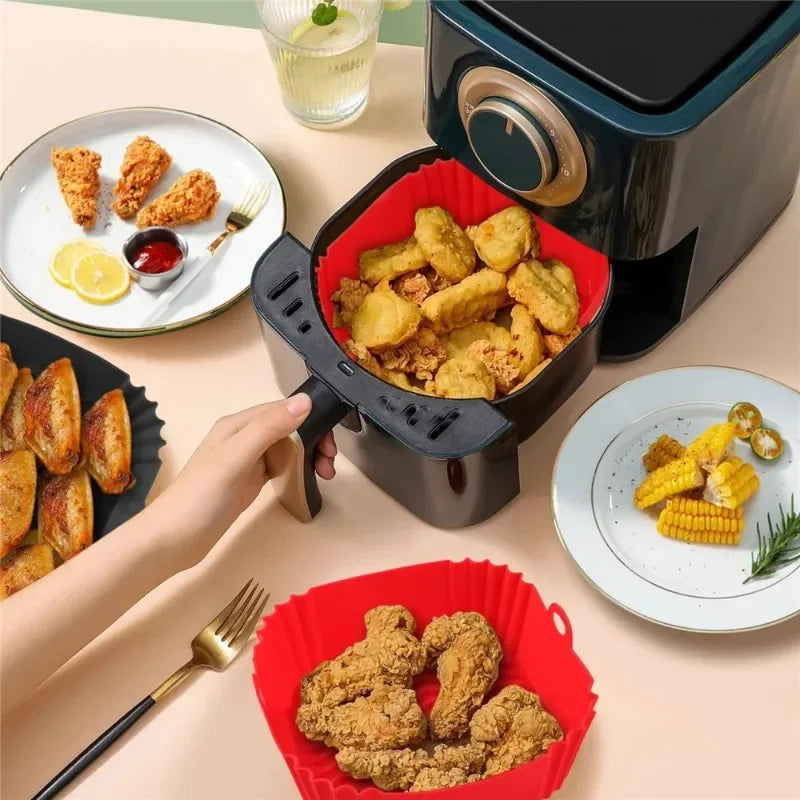 Square Silicone Baking Pan Set | Non-Stick Air Fryer Tray