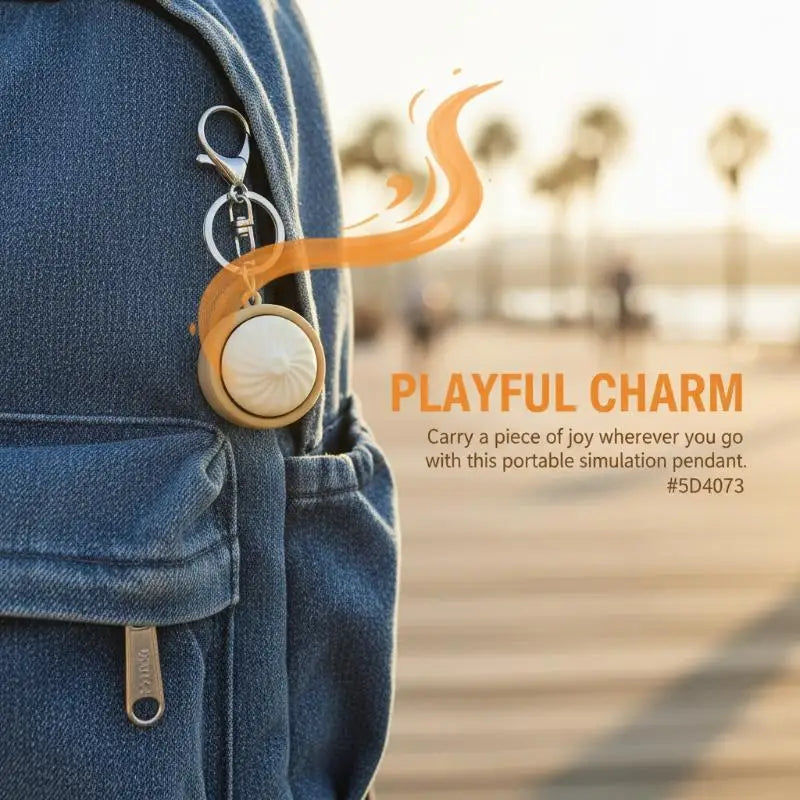 Cute Baozi Fidget Keychain – Squishy Dumpling Pendant Toy
