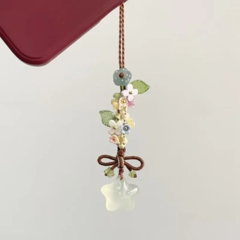 Chinese Ice Transparent Star Flower Pendant Sweet Cute Mobile Bag