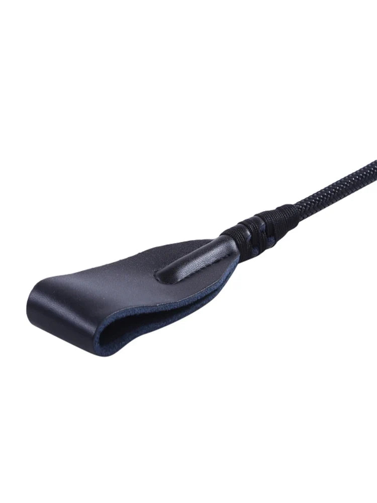 Black Faux Leather Horse Whip Handmade Braided Riding Crop Equestrian