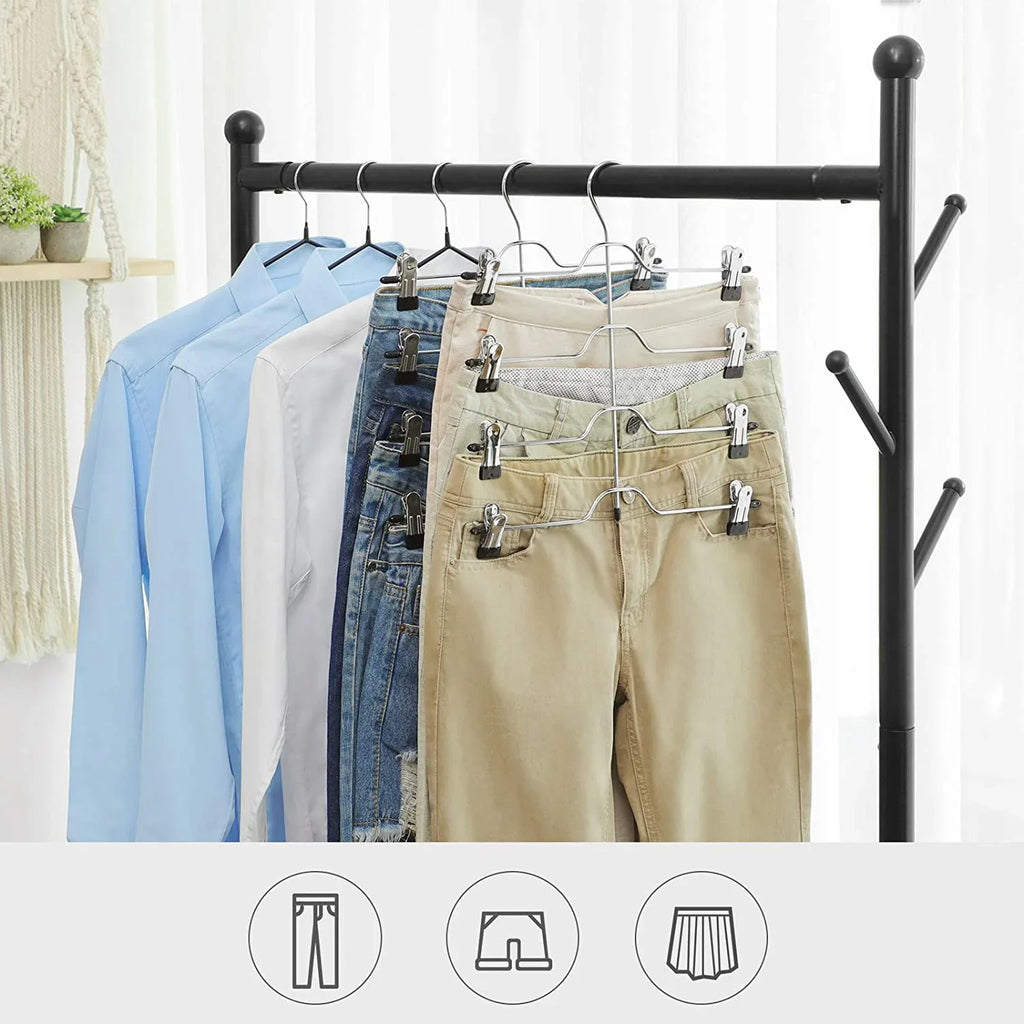 A36T-4 Tier Pants Hangers Metal Skirt Clips Trouser Hanger Slacks