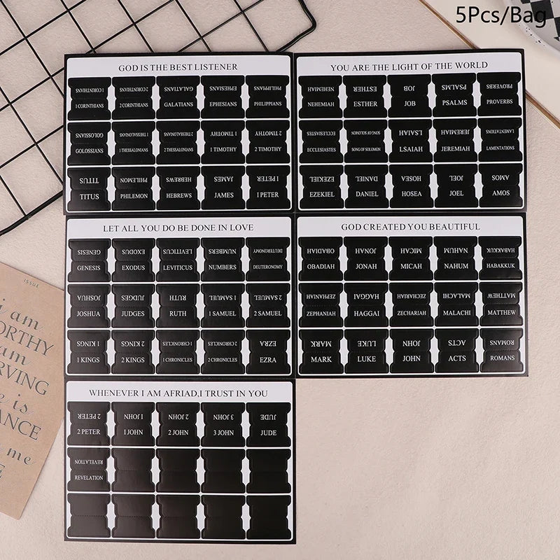 Boho Laminated Bible Tabs – 5 Index Tabs for Study Bible