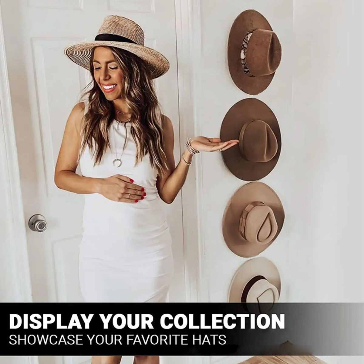 Bamboo Wall Mount Hat Rack | Double-Tier Cap Organizer