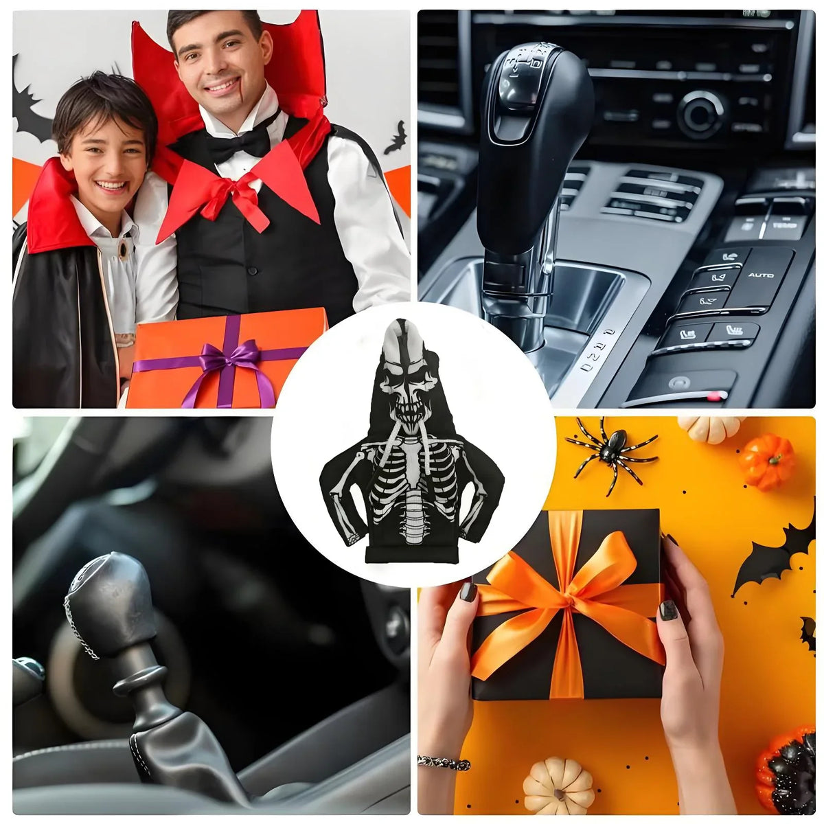 Halloween Gear Shift Hoodie Cover | Universal Car Interior Decor