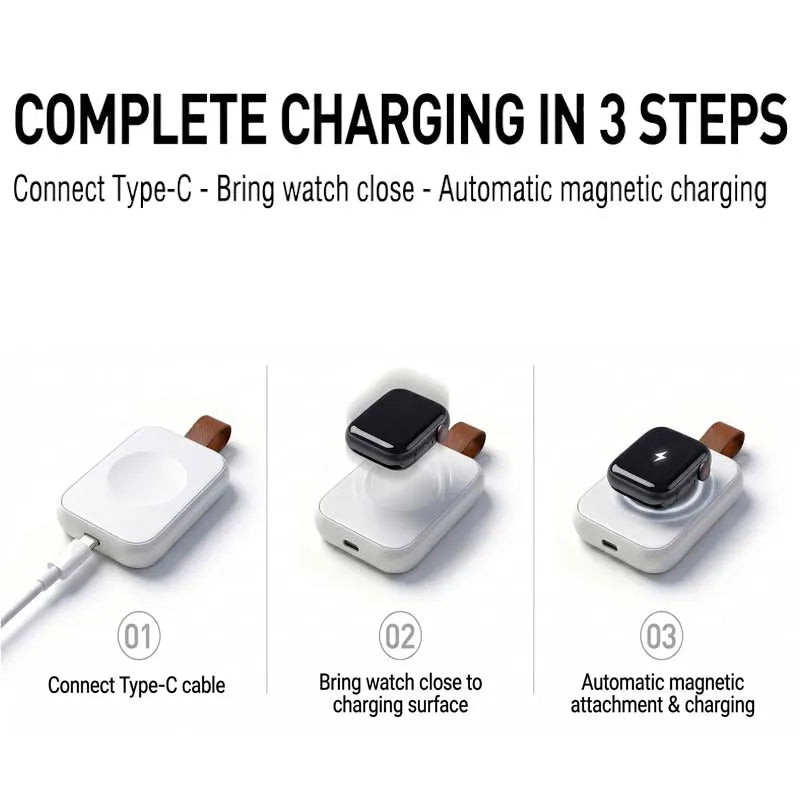 Magnetic Smartwatch Charger for S8 Pro, DT3, DT7 – Type-C