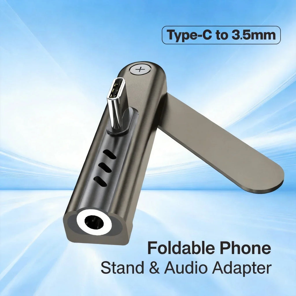 USB-C to 3.5mm HiFi DAC Audio Adapter + Foldable Phone Stand