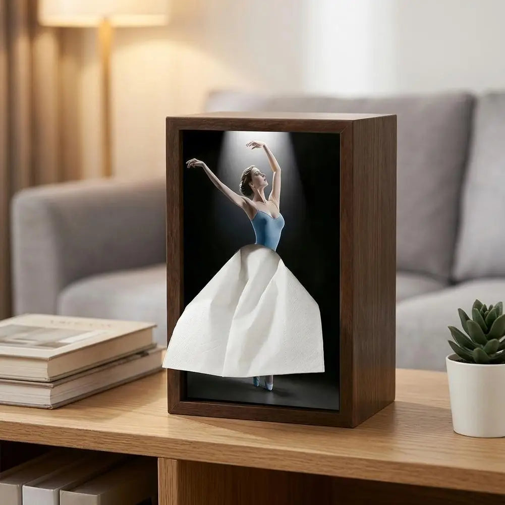Ballerina Wooden Tissue Box Cover | Ballet Dancer Napkin Holder