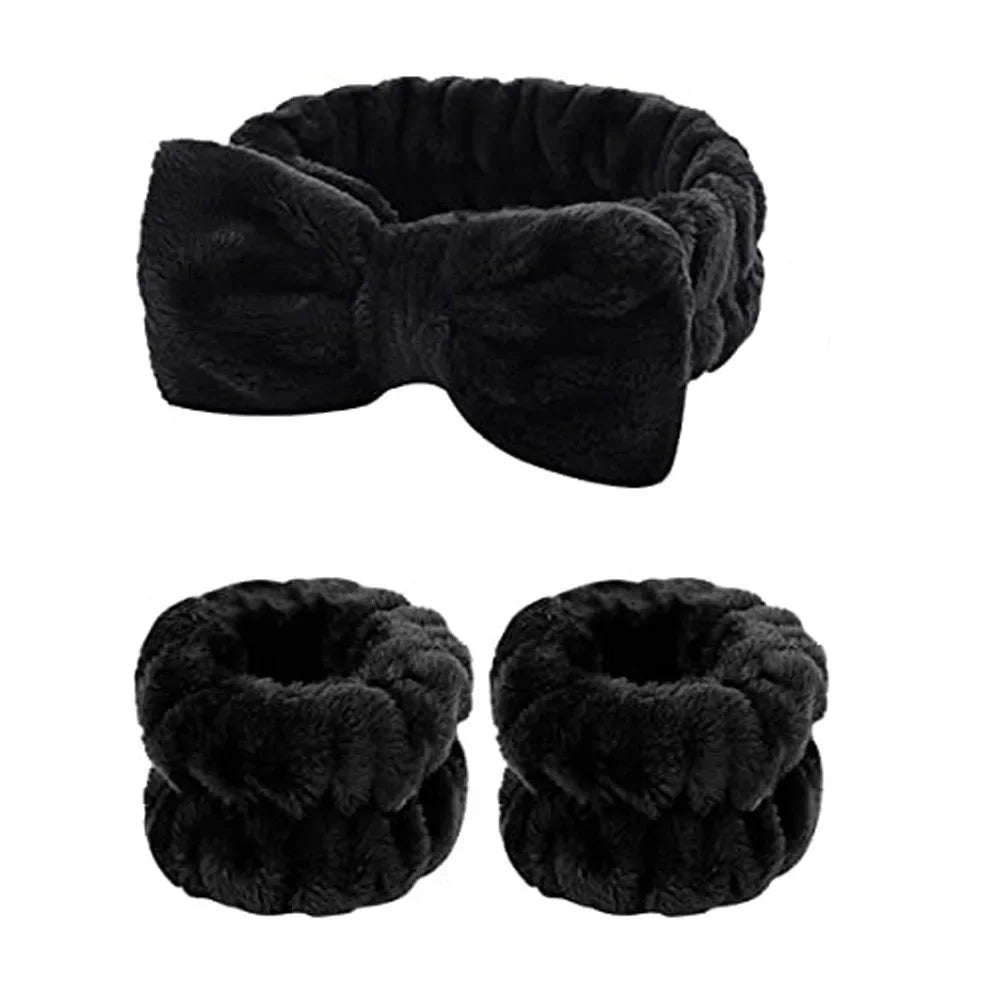 Cute Plush Wristband Hair Tie Makeup Mask Moisture Proof Sleeve Cover