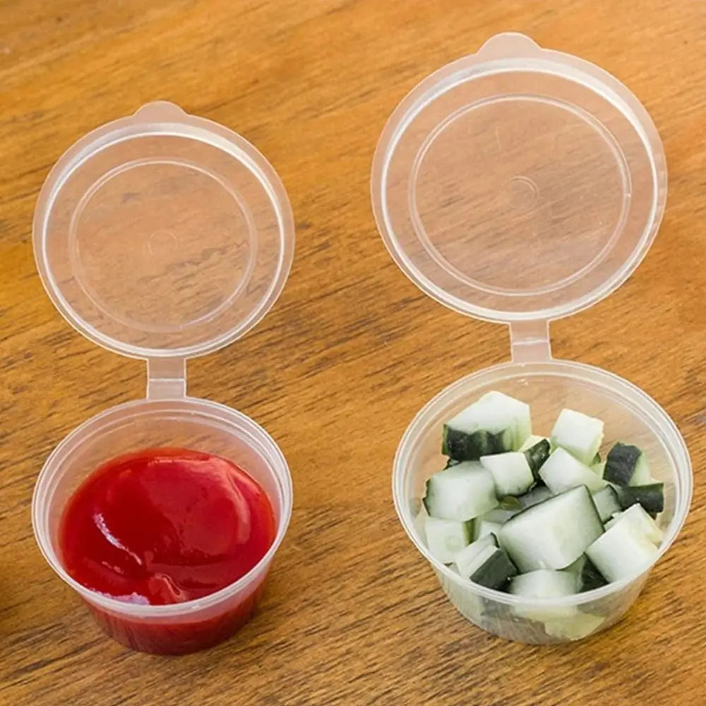 50-Pack Reusable Sauce Cups with Hinged Lids – Leak-Proof