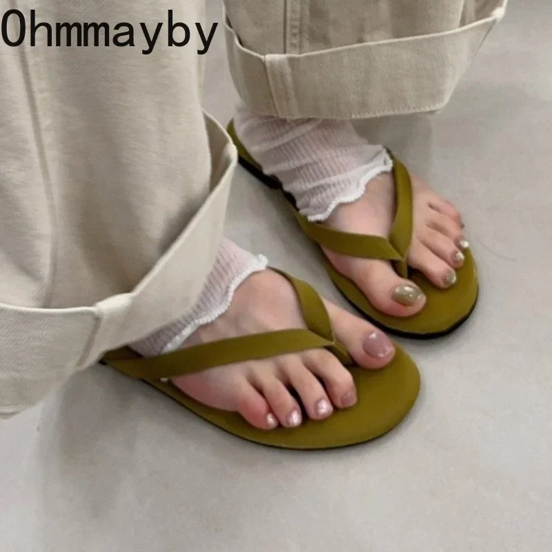 Women's Clip Toe Flip Flops – Elegant Solid Color Summer Slides