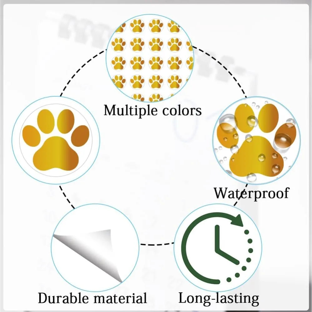 80-Sheet Paw Print PVC Stickers – 2400 Round Planner Dots