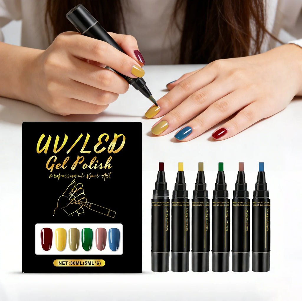 6-Color Nail Polish Pen Set – Quick Dry DIY Nail Art Pens