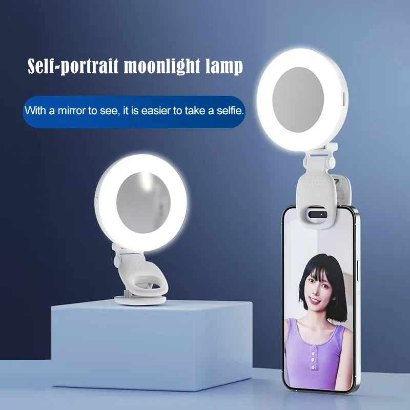 Portable Rechargeable Led Lamp Mirror Light Ring Selfie Phone Clip