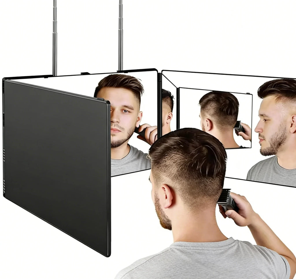 360° Trifold Vanity Makeup Mirror – Travel Telescoping Hook