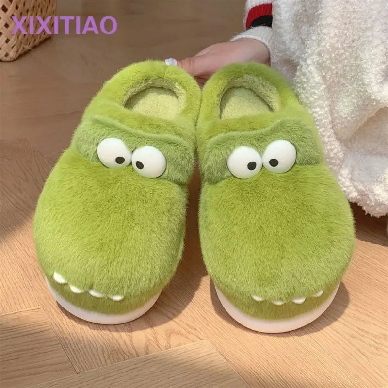 Lorilury Men's Furry Animal Slippers – Plush Indoor Flat Mules