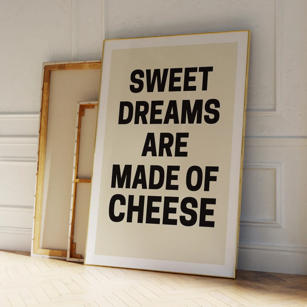 "Sweet Dreams Are Made Of Cheese" Funny Canvas Wall Art