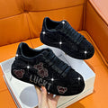 Women's Rhinestone Platform Sneakers – Glam Lace-Up Trainers