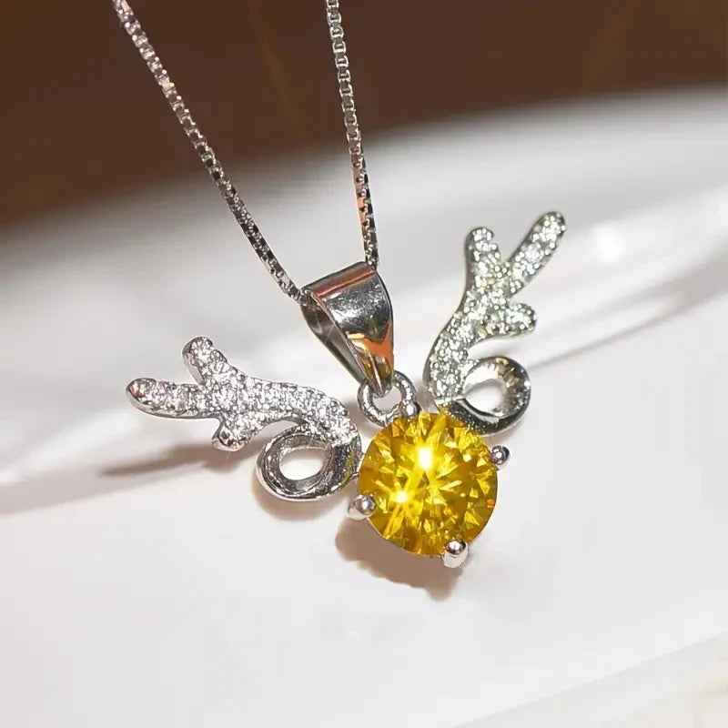 Huitan Elk Pendant Necklace – CZ Stones Women's Party Jewelry