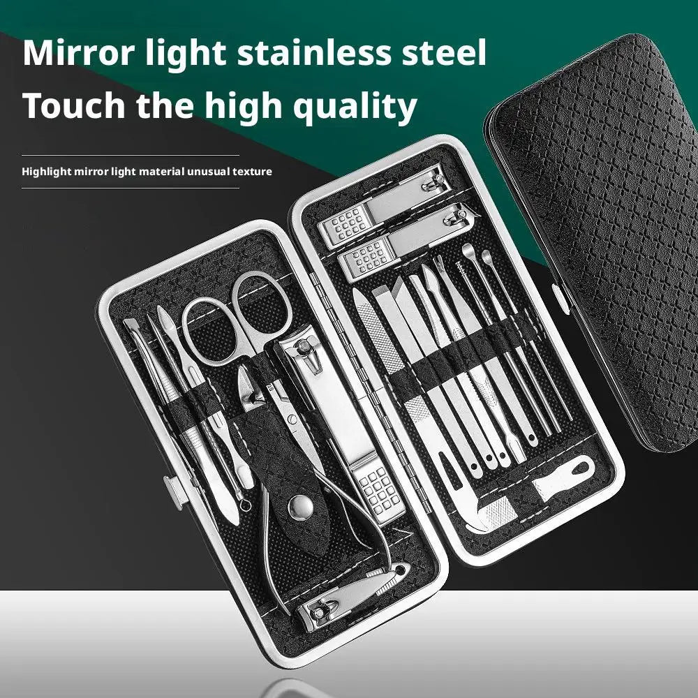 19-Piece Manicure Pedicure Set – Stainless Steel Nail Kit