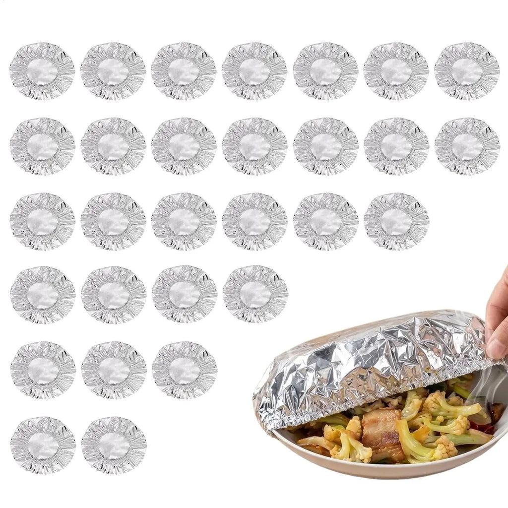 30-Pack Reusable Elastic Aluminum Foil Food Covers for Bowls