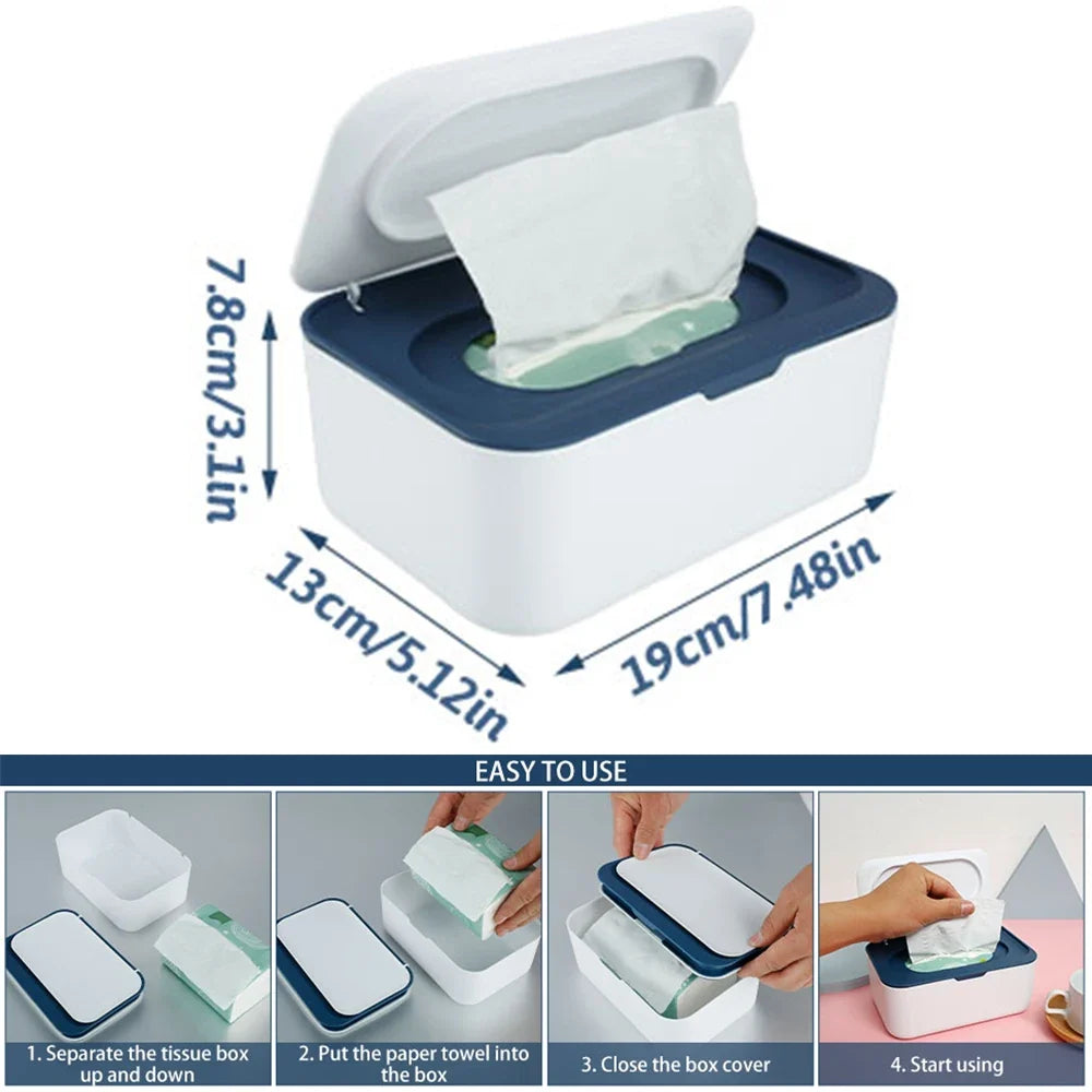 Dustproof Wipes Dispenser with Lid | Holds Up to 120 Wipes