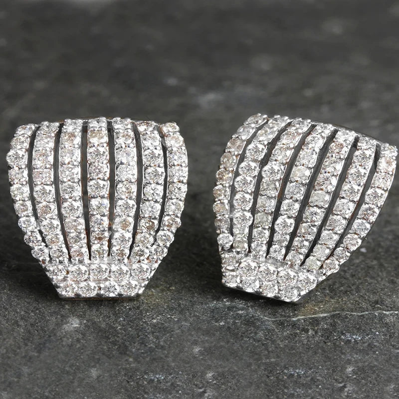 Huitan Claw CZ Stud Earrings – Silver Wedding Jewelry for Women