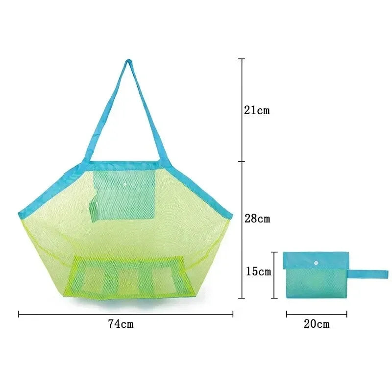 Large Mesh Beach Bag – Sand-Away Foldable Kids Toy Tote