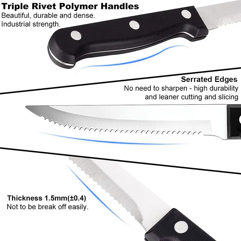 Serrated Stainless Steel Steak Knives Set – 4 to 16 Pieces