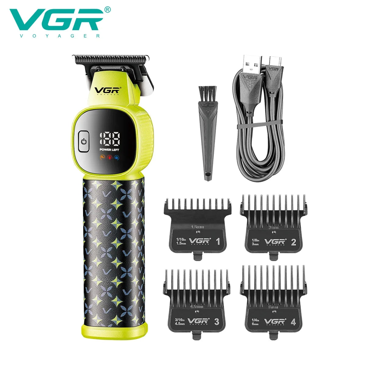VGR V-185 Professional Hair Clipper LED USB Rechargeable