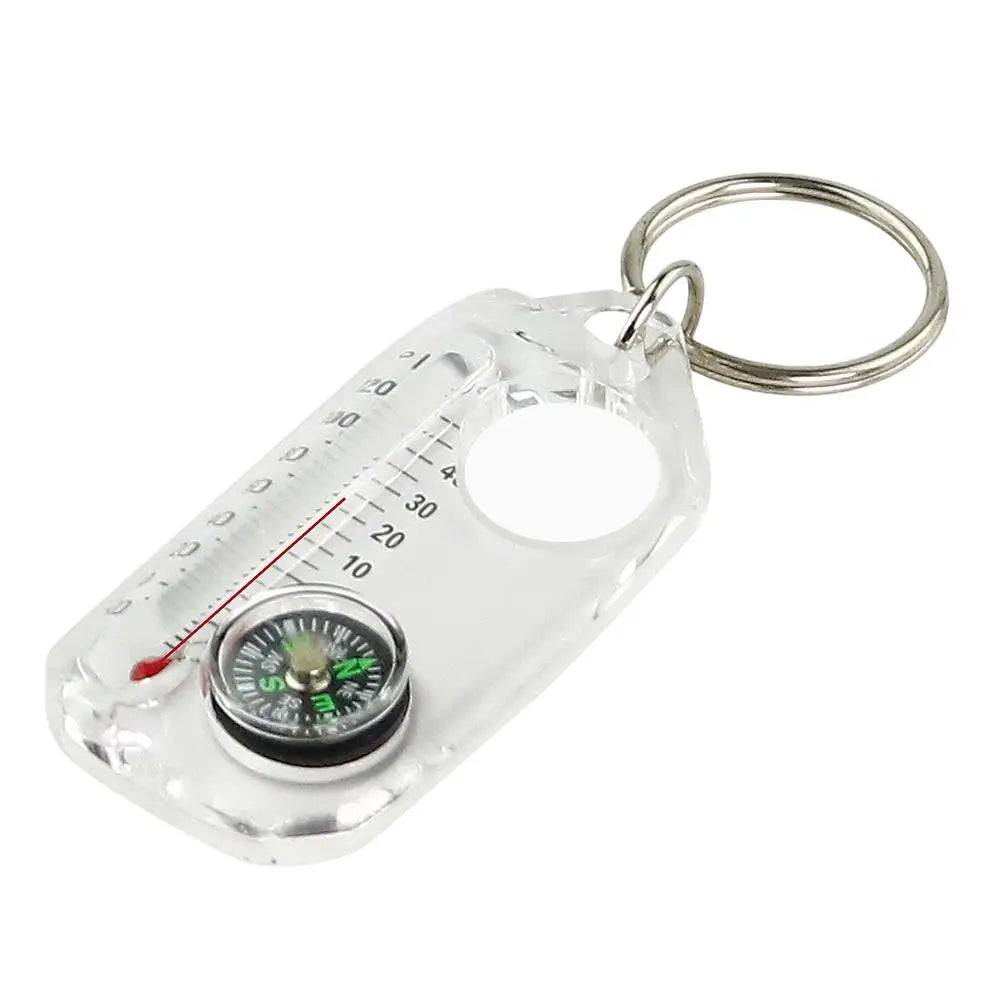 3-in-1 Mini Keychain Compass & Thermometer | Camping Tool