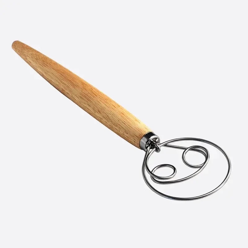 13-Inch Danish Dough Whisk – Stainless Steel & Wood Handle