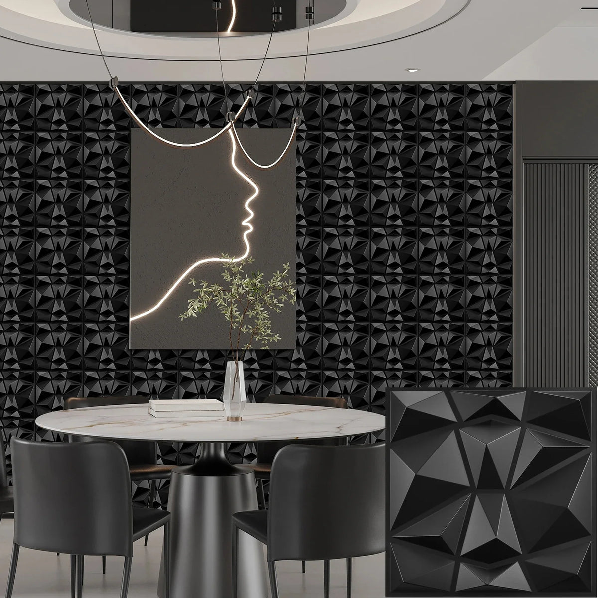 20 3D Diamond Patterned PVC Wall Panel Suitable Indoor Decoration 11