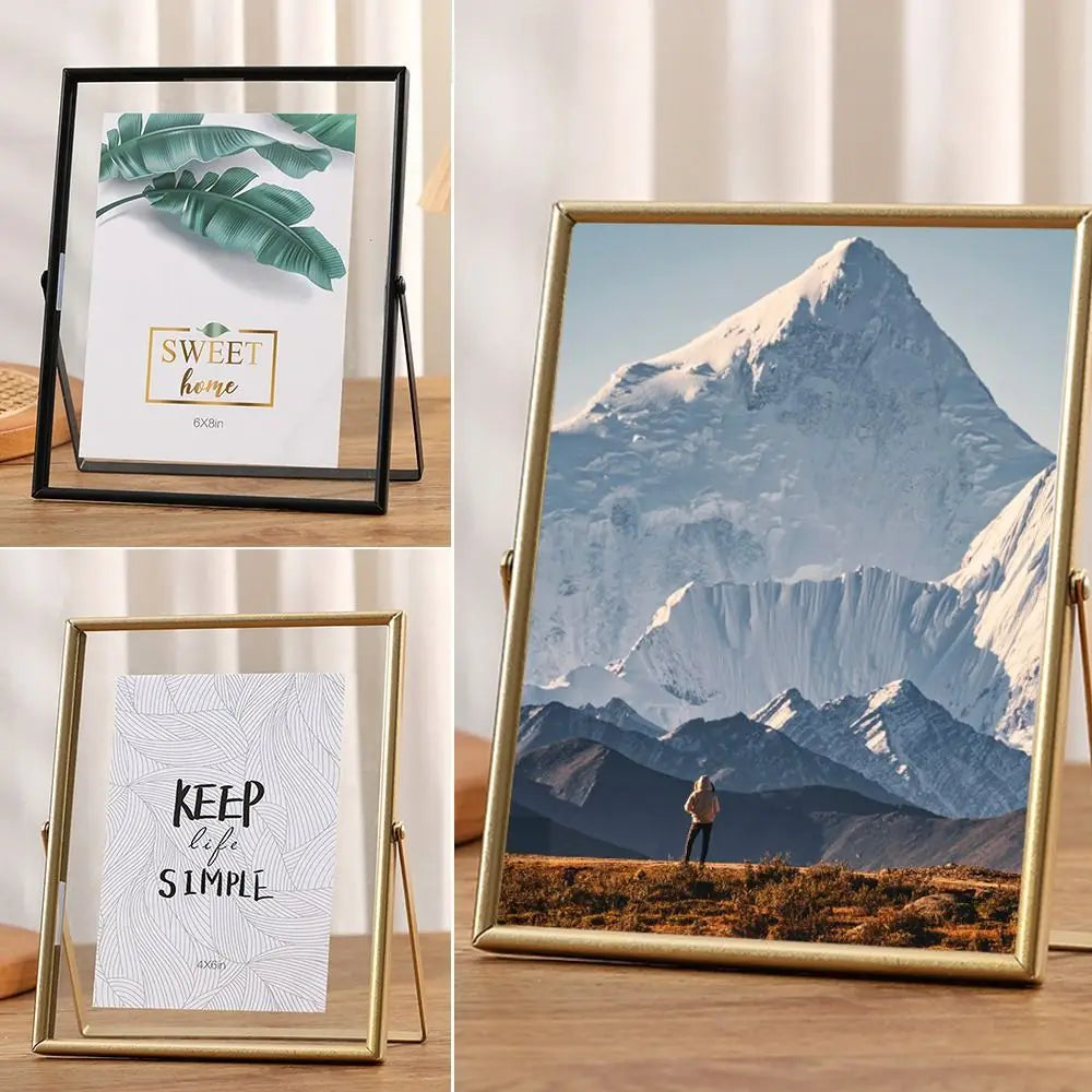 Metal Acrylic Photo Frame 4–10 Inch | Gold & Black Picture Holder