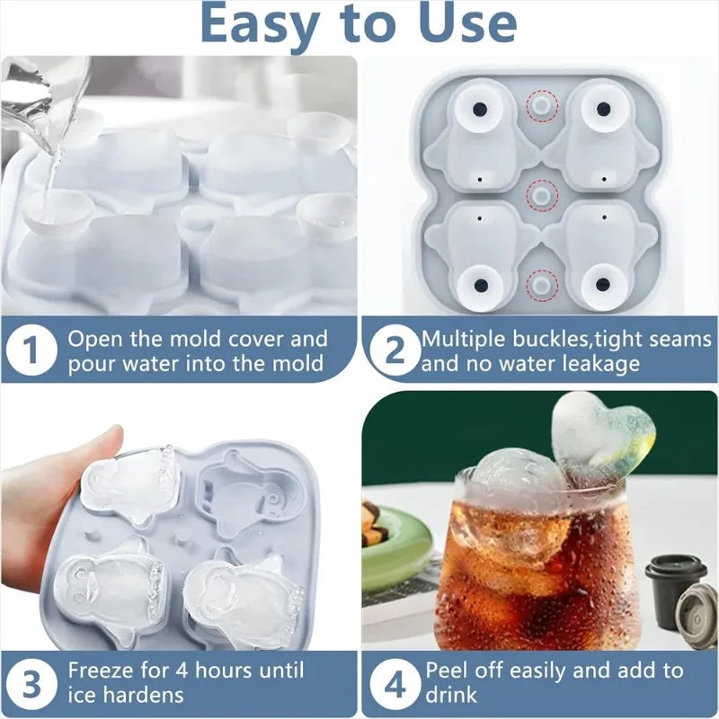 KEMORELA Penguin Silicone Ice Cube Tray with Lid | BPA-Free