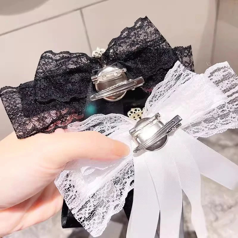 Cloth Art Bow Tie Rhinestone Bowknot Brooch for Women
